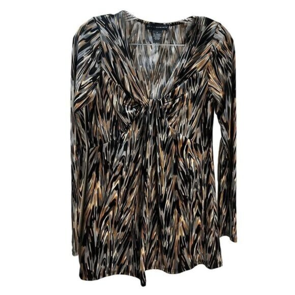 Grace Elements Printed Knot Front V Neck Mini Dress Small - Picture 2 of 5